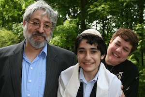 Ethan and his parents on the day of his bar mitzvah